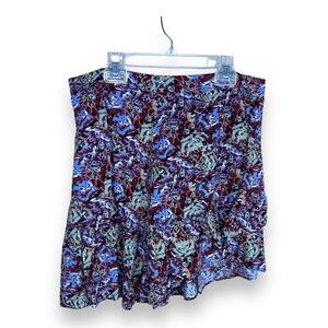 SIZE 10 FREE PEOPLE COLORFUL FLORAL SKIRT SHORT COTTAGECORE BLUE TEAL BOHO